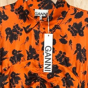 Ganni Orange and Black Floral maxi dress